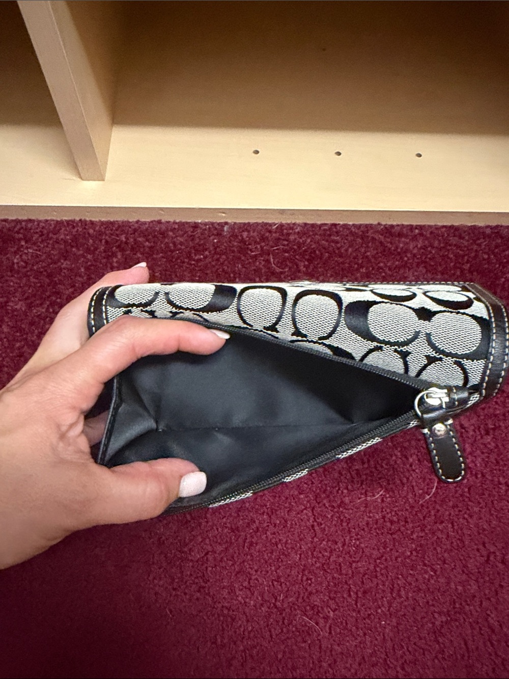 Coach Black and Cream Signature Foldover Wallet - Picture 5 of 5